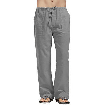 Men's Summer Loose Long Pants - Elastic Waist Drawstring Trousers