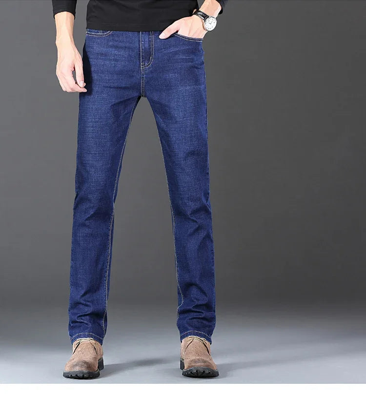 Men's Stretch Jeans - Slim Straight Fit Black & Blue Trousers