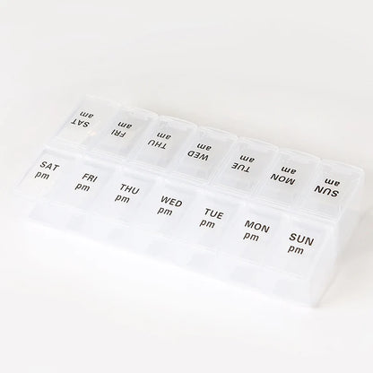 7-Day Travel Pill Organizer with 14 Grids - Compact & Portable