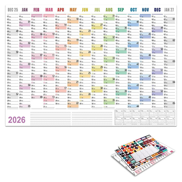 2026 New Yearly Daily Calendar Wall Schedule Planner Sheet Paper 365