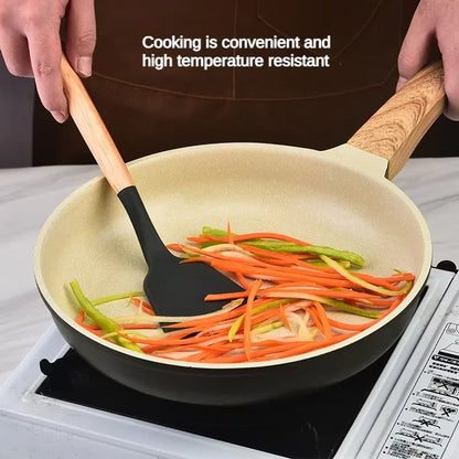 12Set of Wooden Handle Silicone Kitchen Tools Non-Stick Pan Cooking set