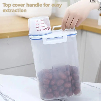 Rice Storage Canister with Measuring Cup | Moisture & Insect Proof