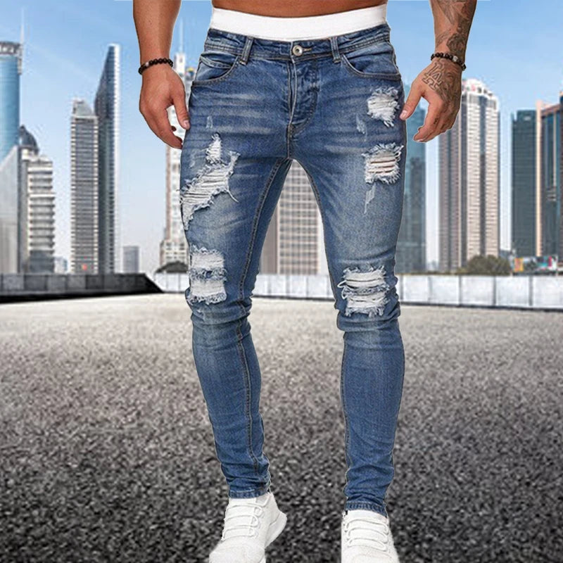 Men's Punk Hip Hop Black Jeans