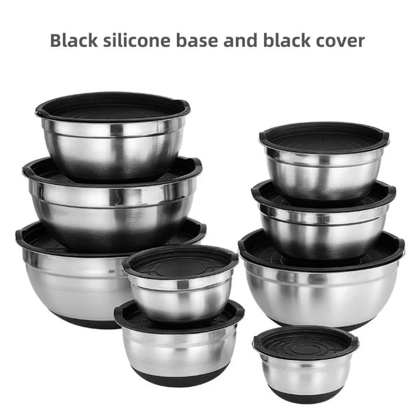 1 6pcs Silicone Bottom Thickened With Lid Cooking Basin Stainless