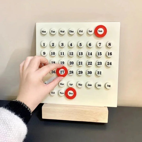 1pc Wood Perpetual Calendar Montessori Calendar Cute Desk Adjustable