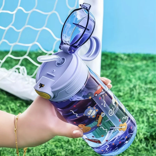 550ML Cartoon Animal Water Bottle Portable Safety Lock Cute Straw
