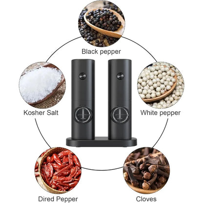 2pcs Electric Pepper & Salt Grinder Set, Battery Powered Adjustable Mill