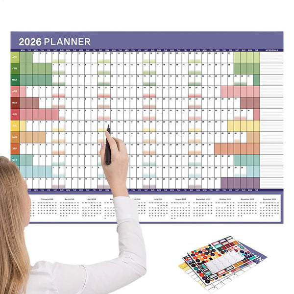 2026 2025 Wall Calendar Full Year Large Size Paper Cute Sticker
