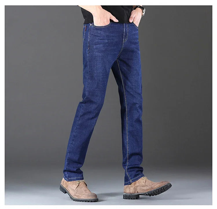 Men's Stretch Jeans - Slim Straight Fit Black & Blue Trousers