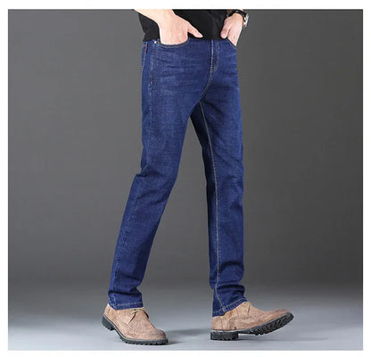 Men's Stretch Jeans - Slim Straight Fit Black & Blue Trousers