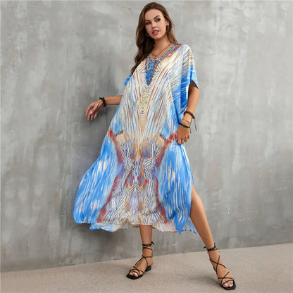 Women's Plus Size Kaftan Dress: Maxi Caftan Beach Cover Up & Summer Loungewear