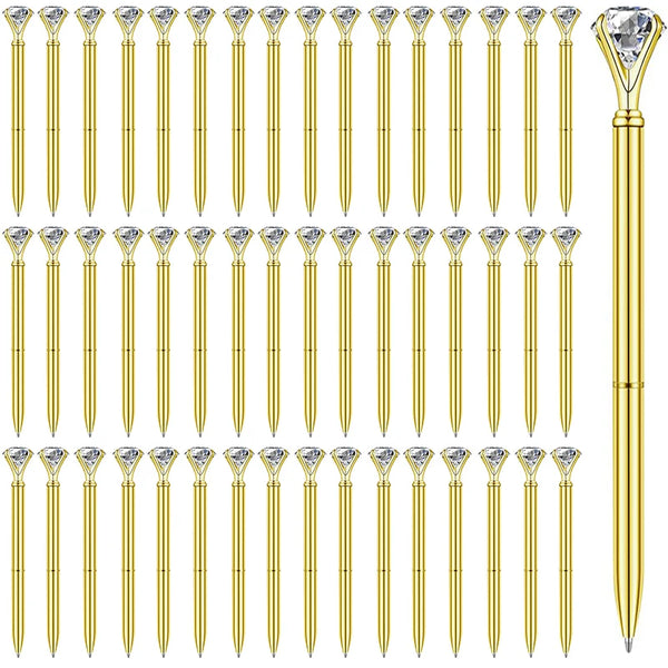 20pcs Diamond Ballpoint Pens Gold Large Crystal Pens Rhinestones