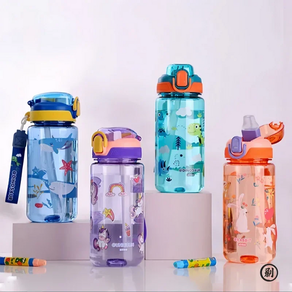 600ML Dinosaur Water Bottle For Kids Water Sippy Cup With Silicone