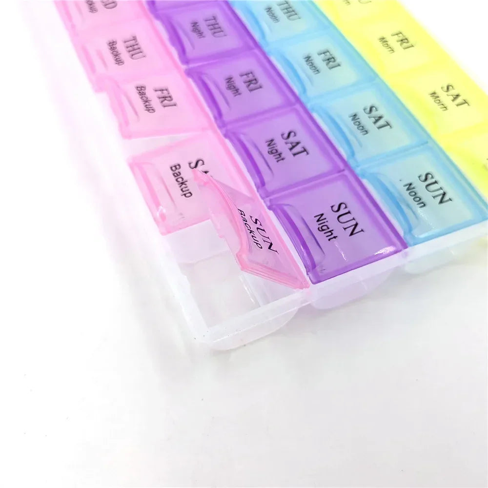 Weekly 7 Days Pill Box - 28 Squares/21Grids/14Grids Organizer