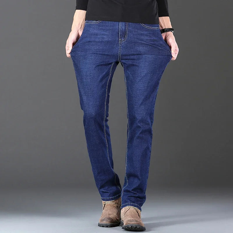 Men's Stretch Jeans - Slim Straight Fit Black & Blue Trousers