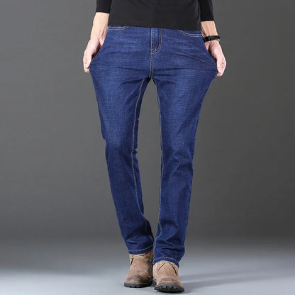 Men's Stretch Jeans - Slim Straight Fit Black & Blue Trousers