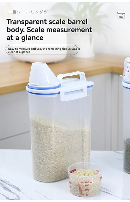 Rice Storage Canister with Measuring Cup | Moisture & Insect Proof
