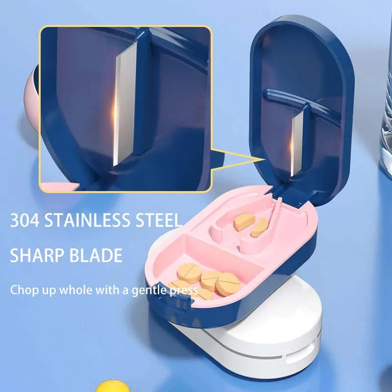 Portable Pill Cutter with Invisible Storage Box