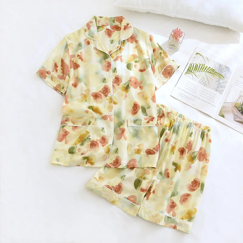 Viscose Long-Sleeved Trousers Ladies Pajamas Suit