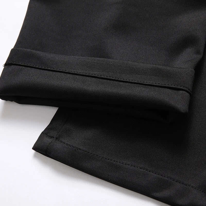 Spring Autumn Business Dress Pants - Elastic Waist Frosted Fabric Trousers