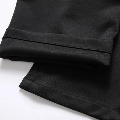 Spring Autumn Business Dress Pants - Elastic Waist Frosted Fabric Trousers