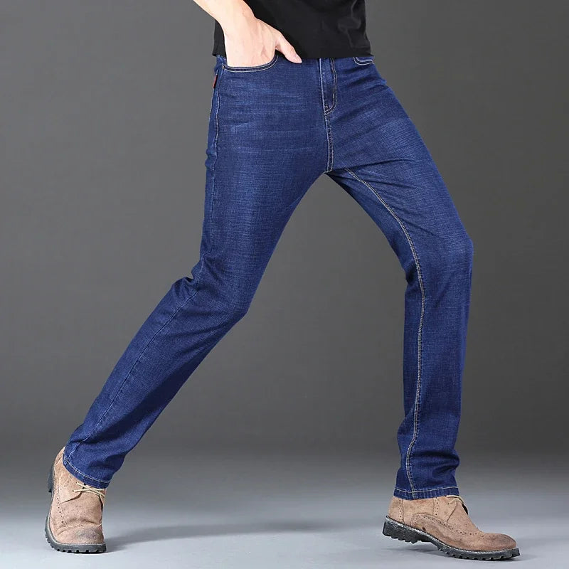 Men's Stretch Jeans - Slim Straight Fit Black & Blue Trousers