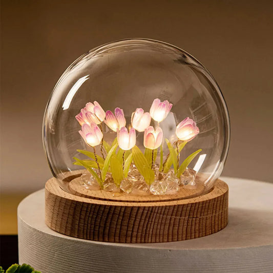 Tulip Flower Night Light - Handmade Glass LED Lamp