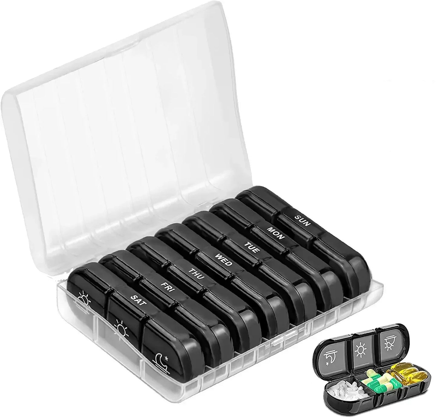 7-Day Pill Organizer with 21 Grids - Large Compartments