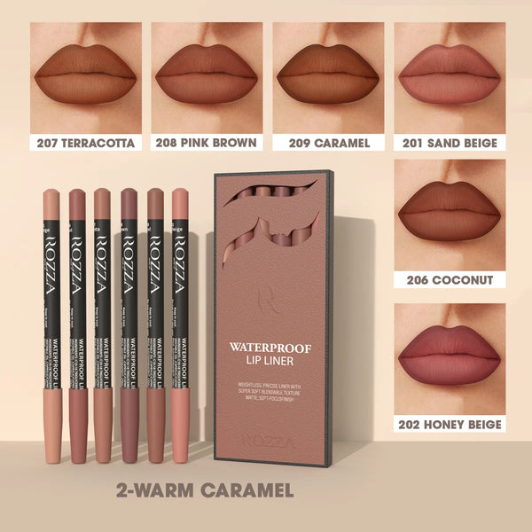 Rozza Waterproof Lip Liner Pencil Set Weightless Precise Liner
