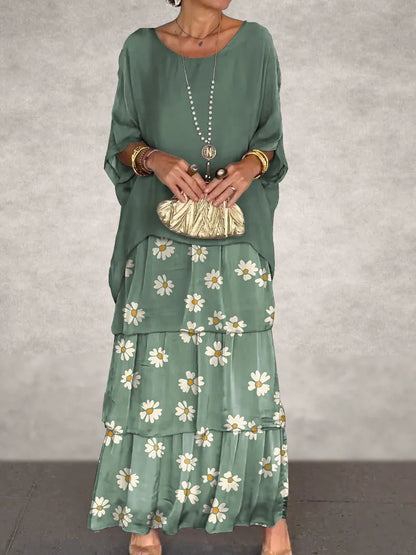 Women's Elegant Bat Sleeve Long Dress - Plus Size Robe