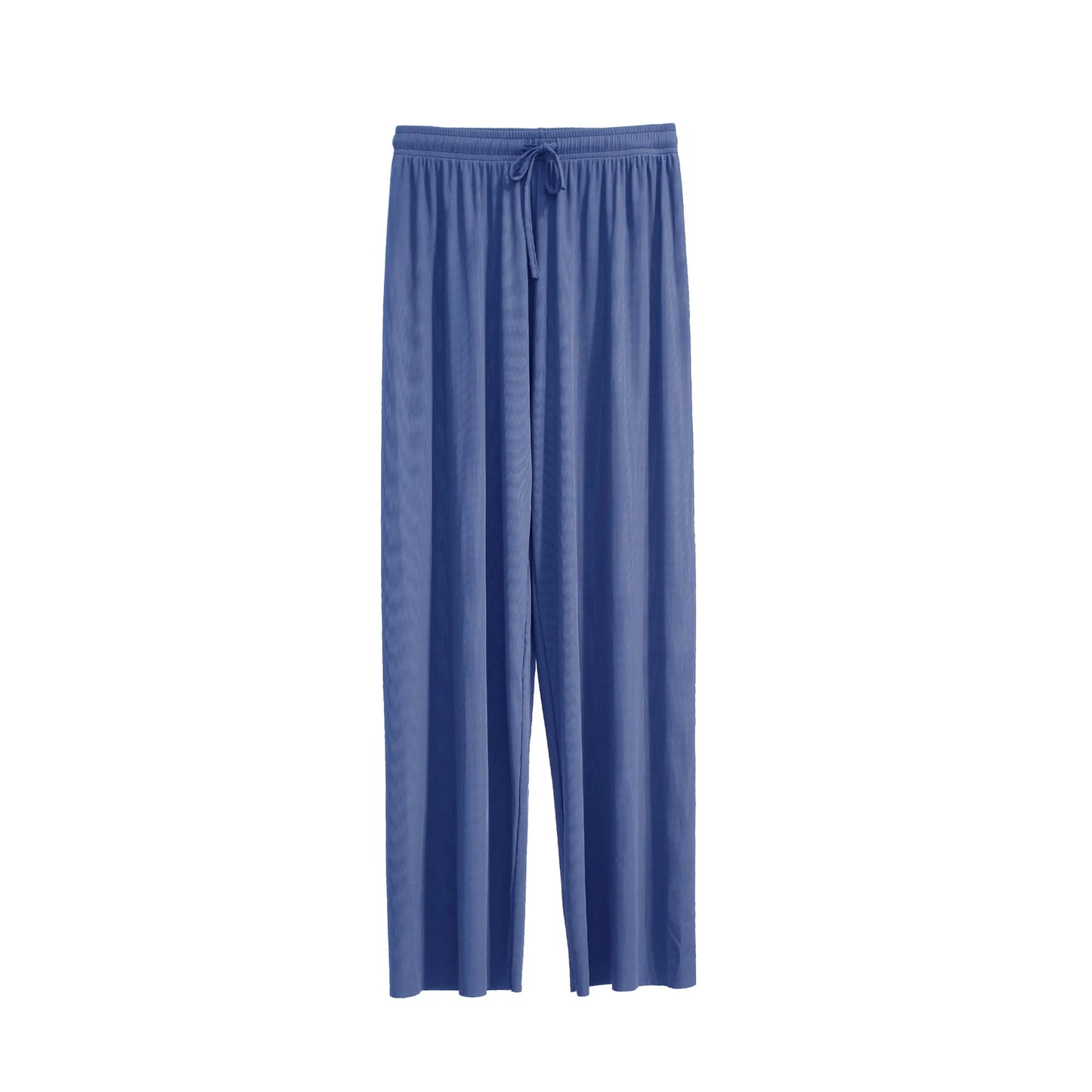 Women Ankle-Length Wide Leg Pants - Casual Summer Elastic Waist Ice Silk Trousers