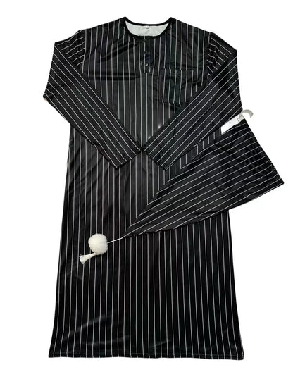 2025 Autumn Men's Nightgown Male Long Robe Solid Thin Loose Plus Size Long Sleeve One-Piece Pajamas for Men Bathrobe Homewear