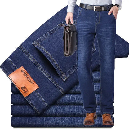 Men's Stretch Black Jeans - Slim-Fit Denim Casual Trousers