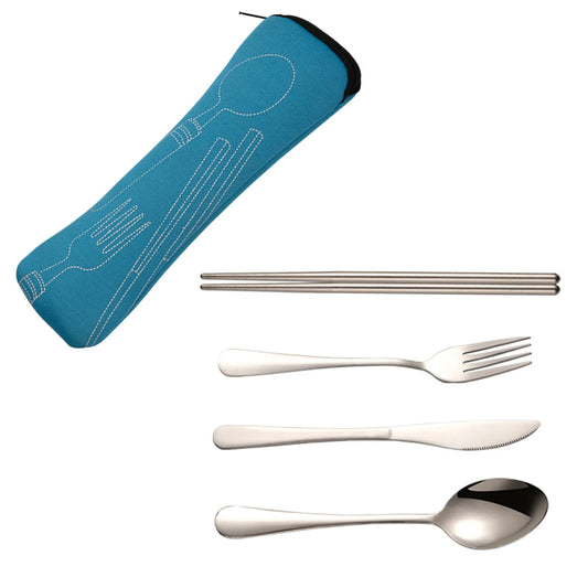Portable Stainless Steel Flatware Set Lunch Cutlery Set With Case Stainless Steel Reusable Cutlery Kit For Lunch Box Workplace