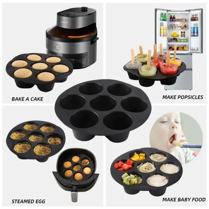 7-Hole Silicone Cake Mold | Air Fryer & Baking Accessory