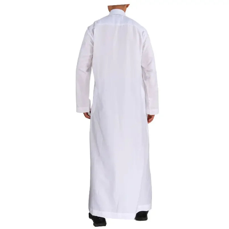 Men's Islamic Kaftan Thobe | Dubai Abaya Style Long Sleeve Prayer Dress