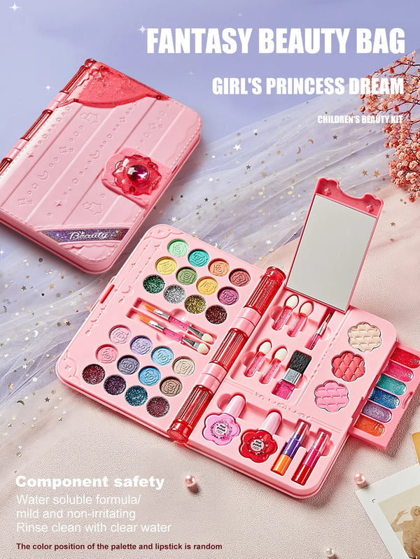 Kids Makeup Kit For Girl Washable Play Make Up Toys Set With Mirror