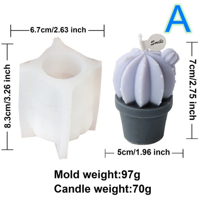 DIY Succulent Cactus Scented Candle Mold - Cute Plant Design