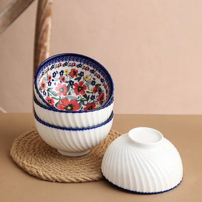 Japanese ramen bowl set (310ml), Cereal & Salad Bowl Serving Set - (2/4/6) PCS, Ceramic Table Wear, Oven Safe