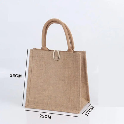 Vintage Burlap Tote Bag - Women's Jute Beach Shopping Handbag