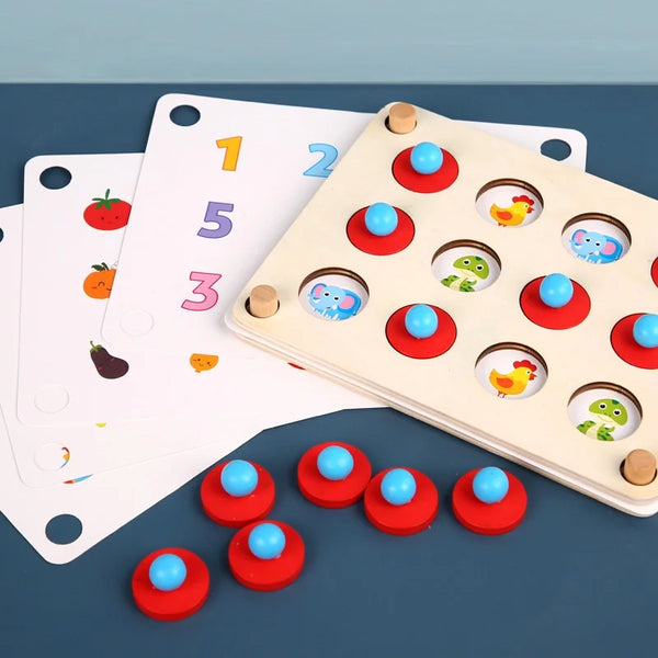 Educational Wooden Kids Toys Memory Games Match Fruit Animals