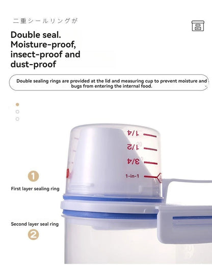Rice Storage Canister with Measuring Cup | Moisture & Insect Proof