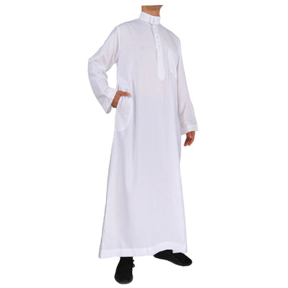 Men's Islamic Kaftan Thobe | Dubai Abaya Style Long Sleeve Prayer Dress