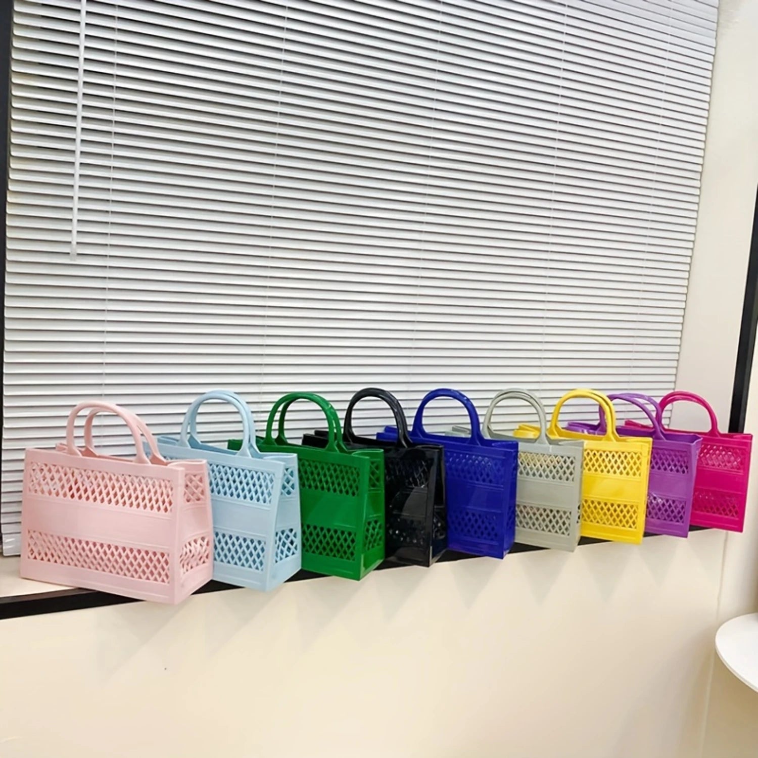 Candy-Colored Basket Bag - Large Capacity Beach Tote