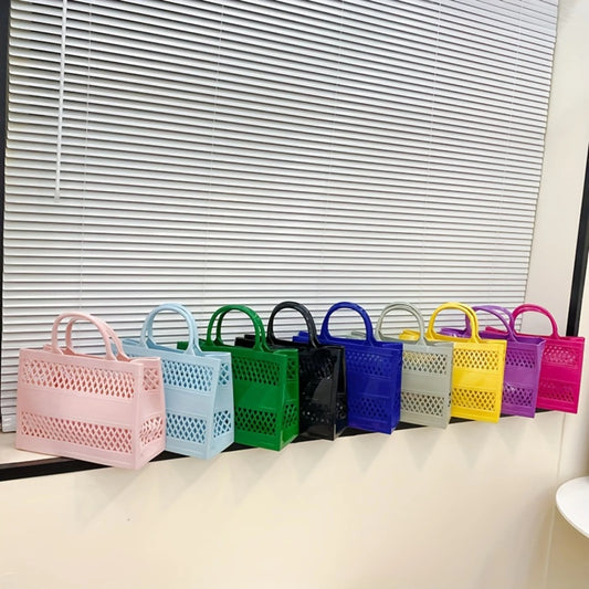 Candy-Colored Basket Bag - Large Capacity Beach Tote