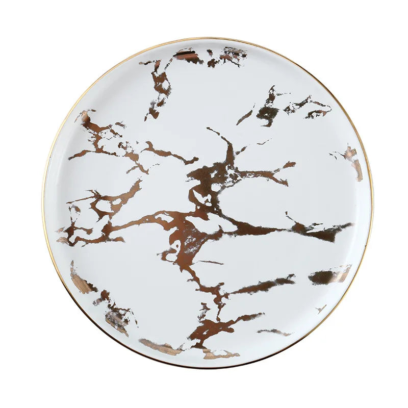 Nordic Marbled Gold Edge Ceramic Plate