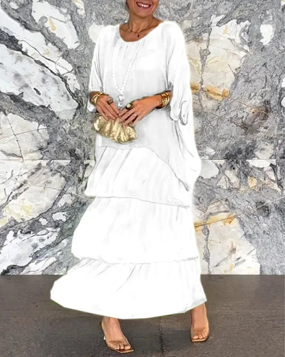 Women's Elegant Bat Sleeve Long Dress - Plus Size Robe