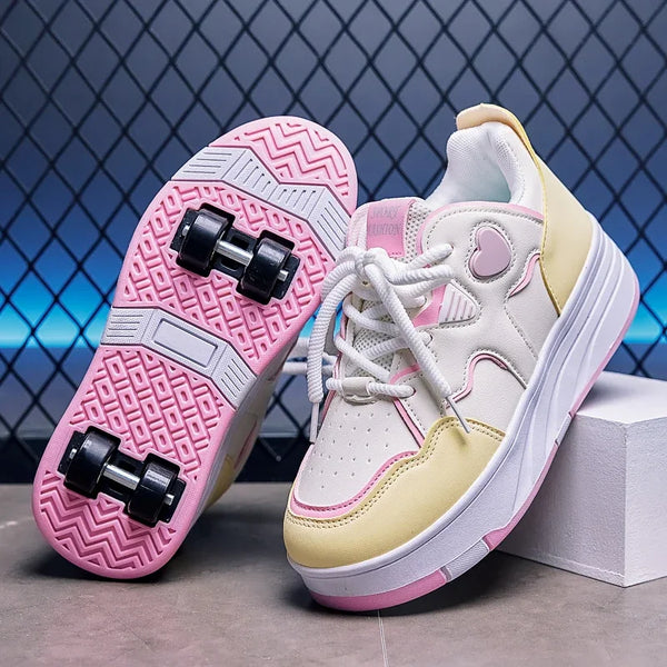 2026 New Children Four Wheels Sneakers Black Outdoor Sport Pink
