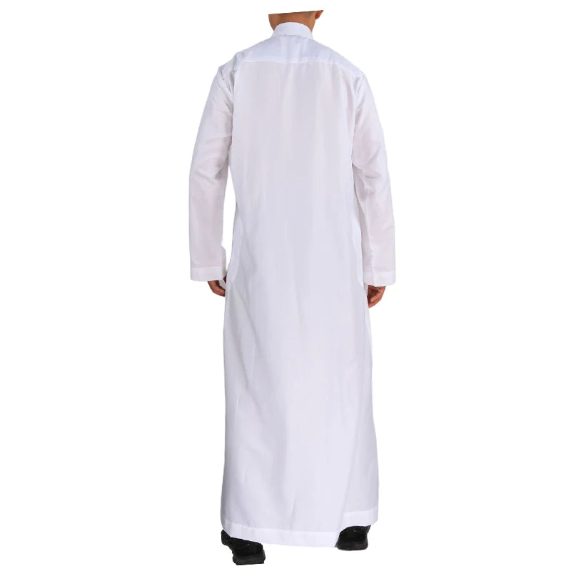 Men's Islamic Kaftan Thobe | Dubai Abaya Style Long Sleeve Prayer Dress