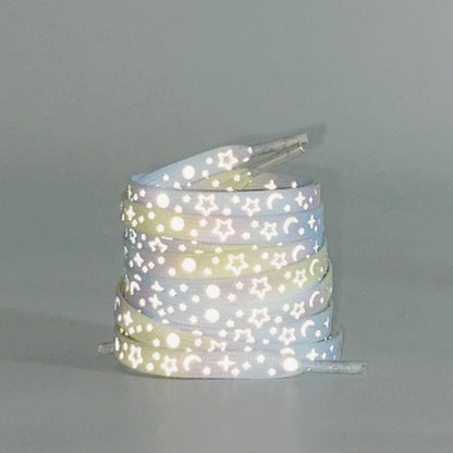 5 Colors Flat Shoe Laces Reflective Glow In The Dark Luminous Shoelaces For Sneakers Men And Women Night running Shoestring